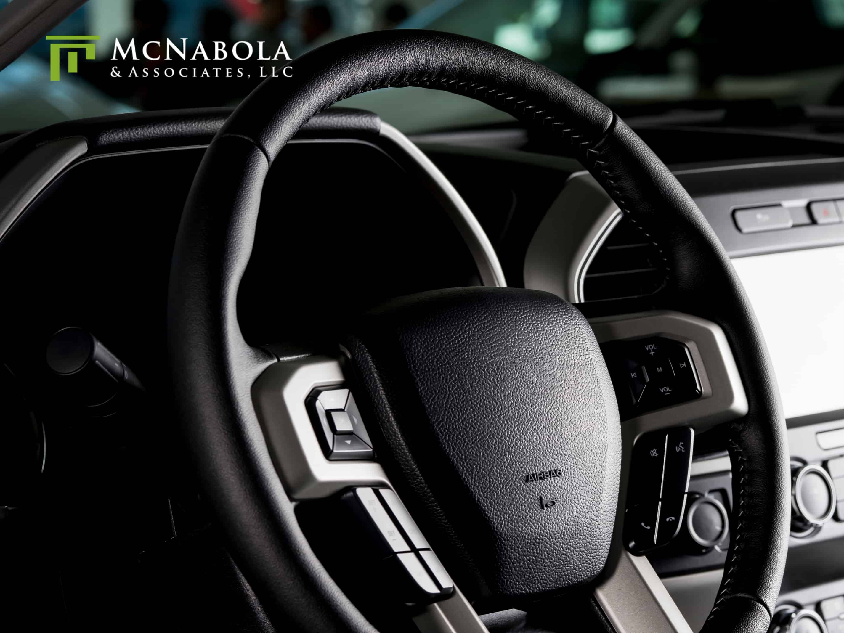 Steering wheel of the inside of a truck