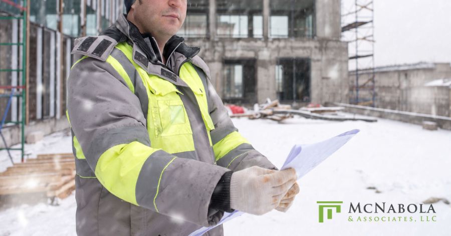 construction worker in the winter