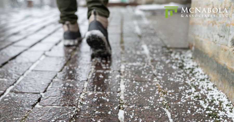 walking on snowy sidewalk