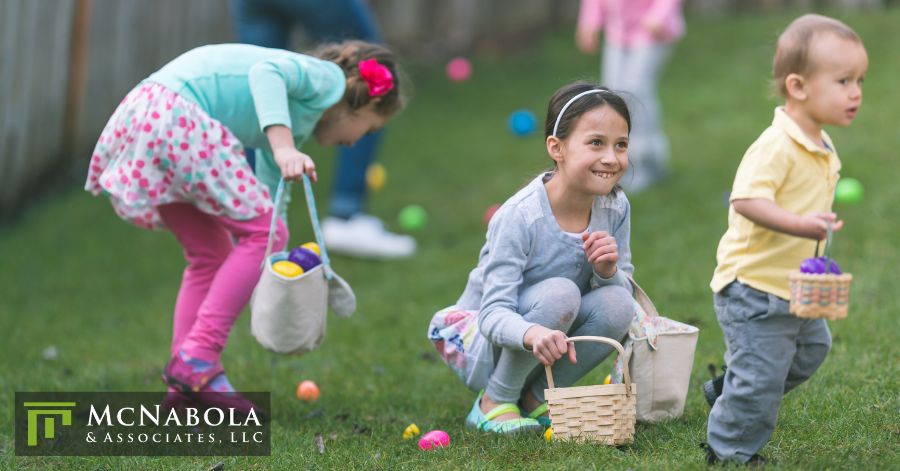 kids in an easter egg hunt